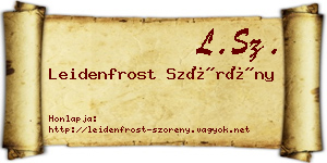 Leidenfrost Szörény névjegykártya